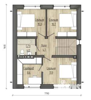 Коттедж 120м², 2-этажный, участок 9 сот.