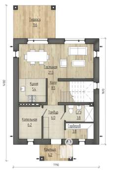 Коттедж 120м², 2-этажный, участок 9 сот.