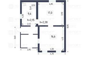 Дом 43м², 1-этажный, участок 0 сот.