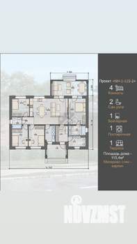 Дом 115м², 1-этажный, участок 5 сот.  