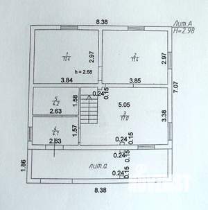 Дом 100м&sup2;, 2-этажный, участок 8 сот.  