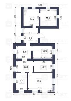 Дом 97м&sup2;, 1-этажный, участок 6 сот.  