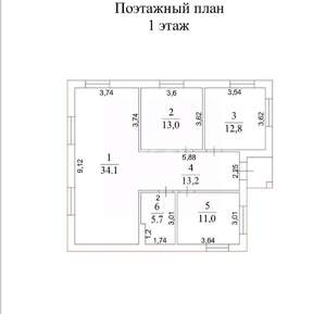 Дом 100м², 1-этажный, участок 6 сот.  