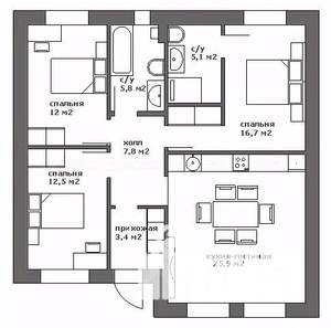 Дом 92м&sup2;, 1-этажный, участок 6 сот.  