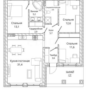 Дом 127м², 1-этажный, участок 6 сот.  