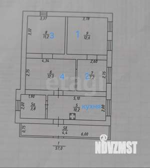 Дом 57м², 1-этажный, участок 6 сот.  