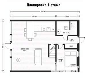 Дом 30м², 1-этажный, участок 6 сот.  