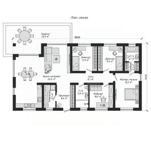 Дом 130м&sup2;, 1-этажный, участок 8 сот.  