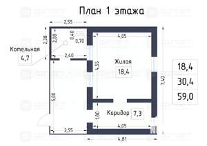 Дом 59м², 2-этажный, участок 11 сот.  