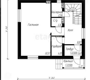Дом 185м&sup2;, 3-этажный, участок 5 сот.  