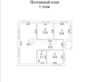 Дом 100м², 2-этажный, участок 6 сот.  