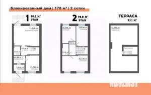 Дом 178м², 2-этажный, участок 2 сот.  