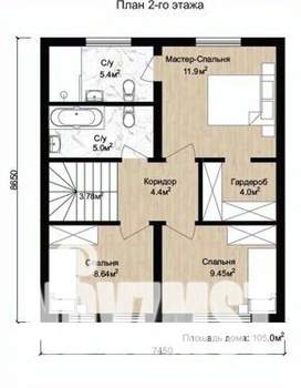 Дом 103м², 1-этажный, участок 5 сот.  