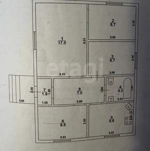 Дом 66м&sup2;, 1-этажный, участок 4 сот.  