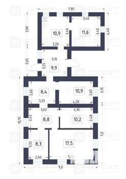 Дом 97м², 1-этажный, участок 6 сот.  