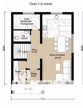 Дом 103м&sup2;, 1-этажный, участок 5 сот.  