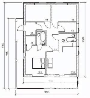 Дом 134м&sup2;, 1-этажный, участок 5 сот.  