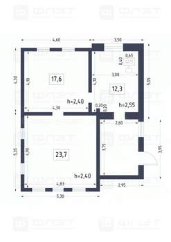 Дом 54м&sup2;, 1-этажный, участок 6 сот.  