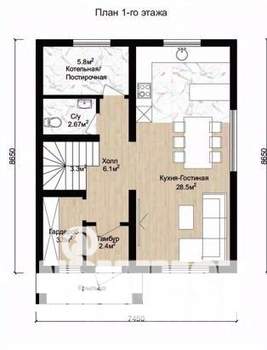 Дом 103м², 1-этажный, участок 5 сот.  