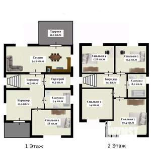 Дом 196м², 2-этажный, участок 10 сот.  