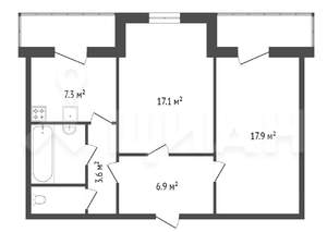 2-к квартира, на длительный срок, 63м2, 4/7 этаж