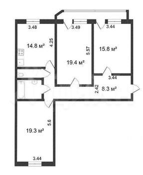 3-к квартира, на длительный срок, 92м2, 5/9 этаж