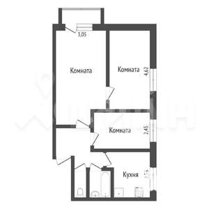 3-к квартира, на длительный срок, 50м2, 2/5 этаж