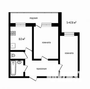 2-к квартира, на длительный срок, 49м2, 15/23 этаж