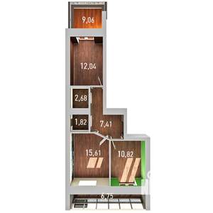 2-к квартира, на длительный срок, 59м2, 2/10 этаж