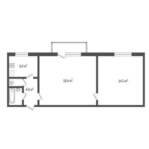 2-к квартира, на длительный срок, 50м2, 5/9 этаж