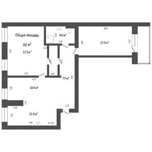 3-к квартира, на длительный срок, 70м2, 2/14 этаж