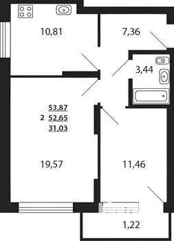 2-к квартира, на длительный срок, 54м2, 16/23 этаж