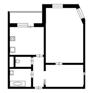 2-к квартира, на длительный срок, 43м2, 2/5 этаж