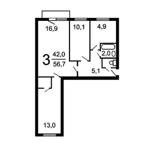 3-к квартира, на длительный срок, 58м2, 3/5 этаж