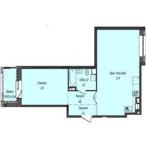1-к квартира, строящийся дом, 62м2, 3/4 этаж