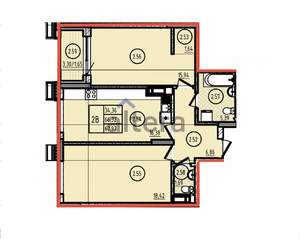 2-к квартира, вторичка, 67м2, 25/25 этаж
