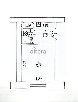 Студия квартира, вторичка, 17м2, 7/9 этаж