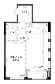 2-к квартира, вторичка, 54м2, 12/23 этаж