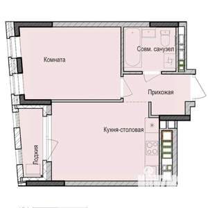 1-к квартира, строящийся дом, 37м2, 3/23 этаж