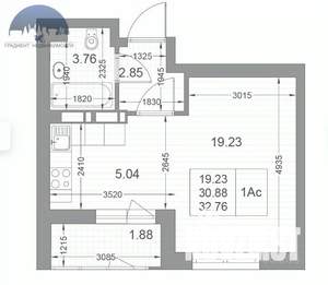 1-к квартира, вторичка, 33м2, 3/12 этаж