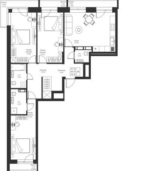 3-к квартира, вторичка, 98м2, 4/24 этаж