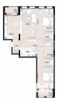 3-к квартира, вторичка, 91м2, 2/9 этаж