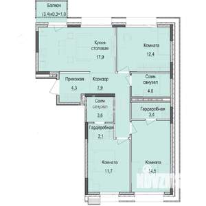 3-к квартира, строящийся дом, 83м2, 4/18 этаж