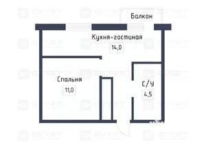 1-к квартира, вторичка, 39м2, 16/19 этаж