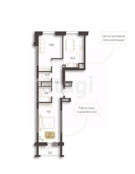 2-к квартира, вторичка, 60м2, 7/9 этаж