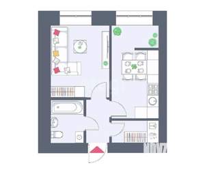 1-к квартира, сданный дом, 34м2, 2/10 этаж