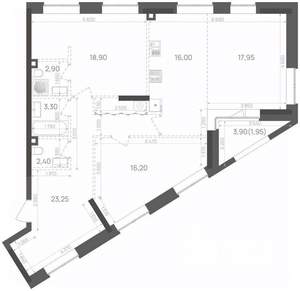 2-к квартира, вторичка, 103м2, 4/15 этаж