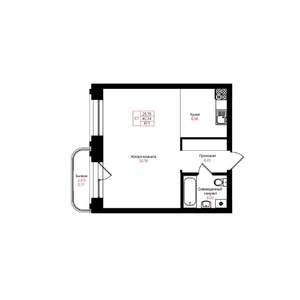 Студия квартира, вторичка, 41м2, 7/25 этаж