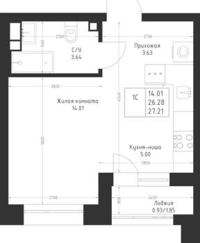 Студия квартира, вторичка, 27м2, 8/23 этаж