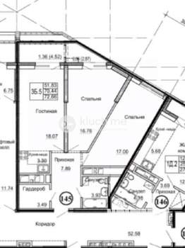 3-к квартира, сданный дом, 75м2, 18/20 этаж